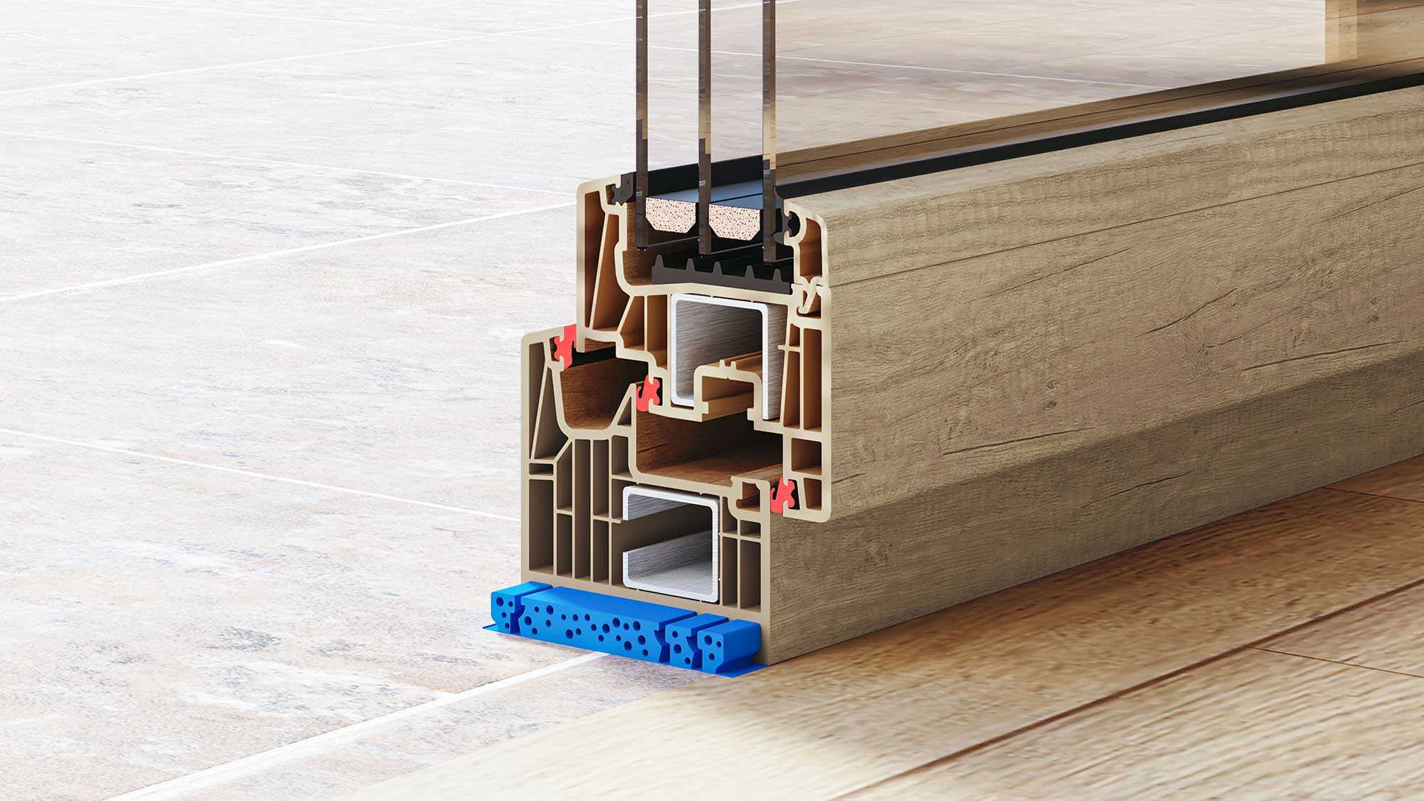 Sistema Vekta 82 Passivhaus de carpintería practicable oscilobatiente
